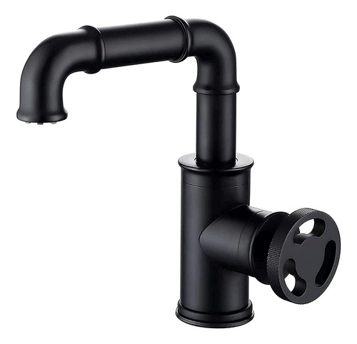 Grifo De Bao Estilo Tubo Industrial Negro Mate Para Lav  [u]