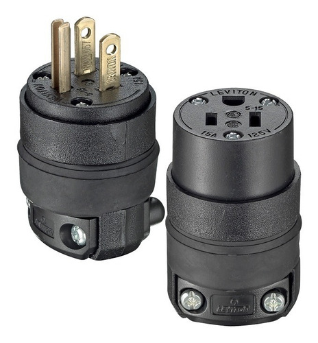 Contacto Colgante Y Clavija Uso Rudo 515cr, 515pr Leviton Color Negro