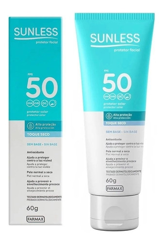 Protetor Solar Facial Fps50 Sunless Com Base 60g Toque Seco 