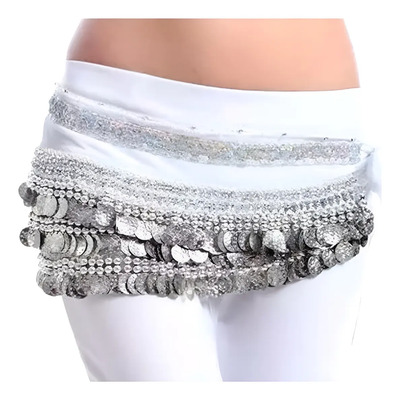 Fajilla Blanca Terciopelo Danza Árabe Pareo Bellydance Blanco