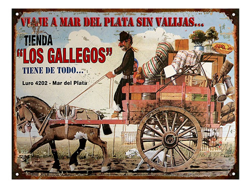Cartel De Chapa Publicidad Antigua Tienda Los Gallegos L685