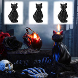 Mtlee 3 Pcs Navideño Gran Gato Esqueleto Velas De Gato Negro