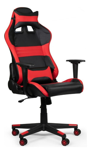 Silla Pc Gamer Premium Racing Asiento Ergonomico Reclinable Color Negro/rojo Material Del Tapizado Cuero Sintético