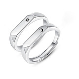 Par Anillos Novios Promesa Plata 925 Sol Luna Moderno