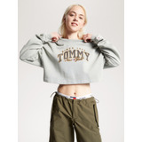 Polerón College Cropped Gris Tommy Hilfiger