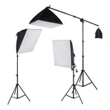 Kit Iluminação Estúdio 03 Softbox 50x70cm Com Girafa