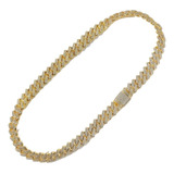 Collar Hombre Cadena Cubana Diamante Oro Plata 60cm