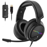 Auriculares Jeecoo Xiberia  Luz Rgb Color Negro