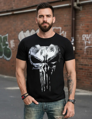 Camiseta Justiceiro Caveira Geek Série The Punisher -algodão