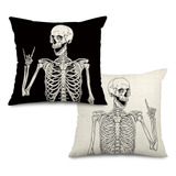 Anydesign Fundas De Almohada De Halloween Con Diseño De Esqu