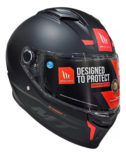 Casco Para Moto Mt Helmets Stinger 2 Solid Negro Mate 