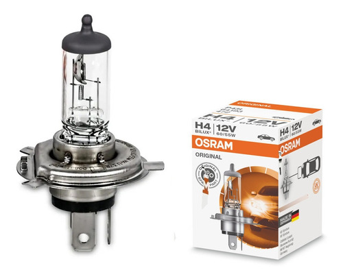 Lámpara H4 Osram Original 12v 60/55w Uv Auto Bilux Halogena