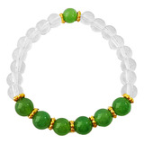 Pulsera Mujer Cuarzo Cristal Con Jade Protecciòn + Estuche