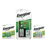 Combo Cargador Maxi+ Pilas Aa Aaa Recargables Energizer