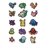 Planilla De Stickers Pokemón Pixeles Mod 1 Aprox 28cm