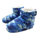 Pantufa Botinha Infantil  Forrada Azul Dinossauro Europa 