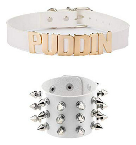 Yanchun Puddin Gargantilla Collar Punk Spike Pulsera De Cuer