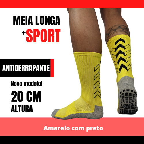 Kit 6 Pares Meia Antiderrapante Futebol Esportiva Meião Pro