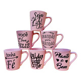 Jogo 6 Xícaras Caneca Tulipa Café Chá Porcelana Rosa Kit