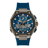 Reloj Original Bulova Precisionist 98b357n Con Correa Electrónica, Color Azul, Bisel, Color Bronce, Fondo Azul