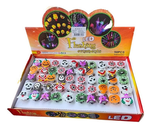 50 Unidades/caixa Anéis Luminosos Led Brilhantes Halloween