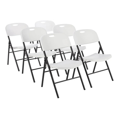 Paquete 6 Sillas Plegables Bakam Para Comedor Y Eventos Plástico Gris Oscuro Blanco