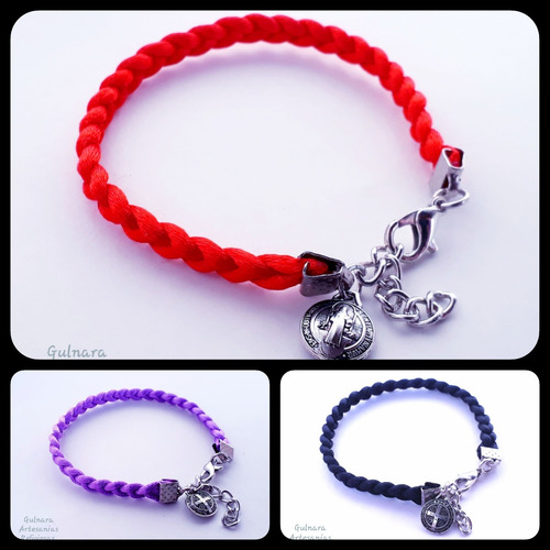 Pulsera Roja Negra Violeta Hombre Mujer Protección   X 3 Un.