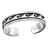 Anillo De Plata 925 Para Pie Y Midi Olas De Mar  Ajustable