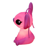 Luminária Decorativa Stitch Angel Rosa Disney Sem Lâmpada