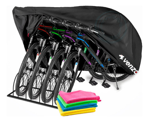 Funda Cubre 4 Bicicletas Venzo R29 + 4 Paños De Microfibra