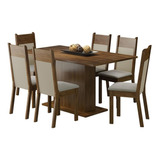 Conjunto Sala De Jantar Lousiana Madesa Mesa Com 6 Cadeiras Cor Rustic/crema/pérola 044185zxpe