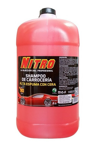 Shampoo Con Cera Para Autos Carroceria Alta Espuma 4 Lts.