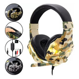 Fone De Ouvido Com Microfone Camuflado Gamer Led