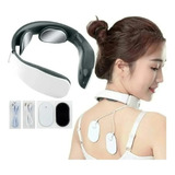 Electro Estimulador Masajeador Cuello Cervical 2 Electrodos Color Blanco