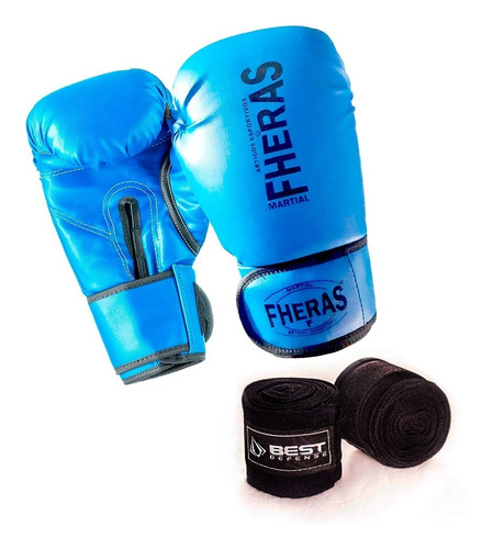 Kit Boxe Muay Thai Luva Fheras Bandagem 5m * Super Oferta!