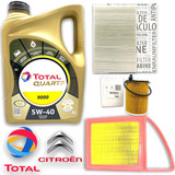 Kit 3 Filtros + Aceite Total 9000 5w40 Citroen C4 1.6 Hdi 8v