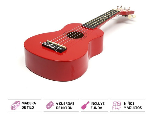 Ukelele De Madera Soprano Con Funda Manual Y Lecciones