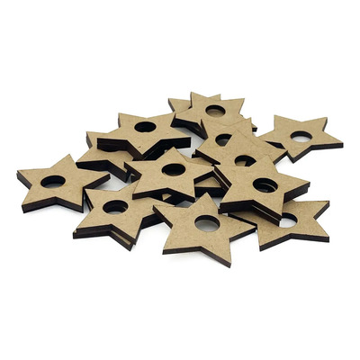 Cuenta Estrella De Madera Para Macramé 4cm (20pzs) Natural 4 Cm | Meses sin interés
