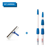 Kit 2 Em 1 Rodo Limpeza Vidros 35cm + Cabo De Alumínio 4,5 M