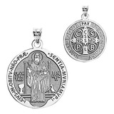 Medalla Religiosa De San Benito En Plata, Oro De 10k O 14k E