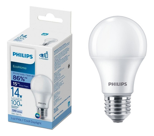 Paquete De 12 Focos 14w Led Philips 6500k Luz Fría