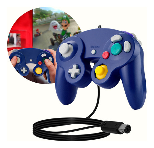 Control Gamecube Joystick Clásico Alámbrico Para Nintendo Color Azul