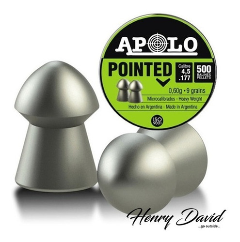 Balines Apolo Pointed 4.5 X500 Rifle Aire Comprimido Pcp Co2
