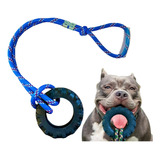 Puxador Cabo De Guerra Com Pneu Forte Para Cachorro Grande Cor Azul - Pneu 15 Cm