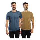 Kit 2 Camisetas Slim Masculina Estonada Malha Sustentável