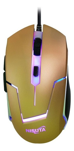 Mouse Gamer Usb 6d 2400 Dpi (reales) Retroiluminado Nsmog71 Color Dorado