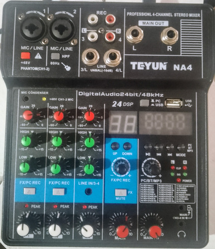 Consola Teyun 4 Canales 24 Dsp Y Placa Audio 24 Bit / 48 Khz