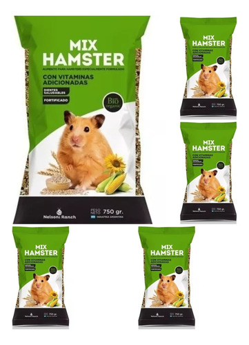 Alimento Mezcla Hamster Jerbo Topo Ruso X 750 G X 5 Unidades