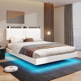 Base De Cama Led Flotante Queen Marca Hasuit Color Blanco