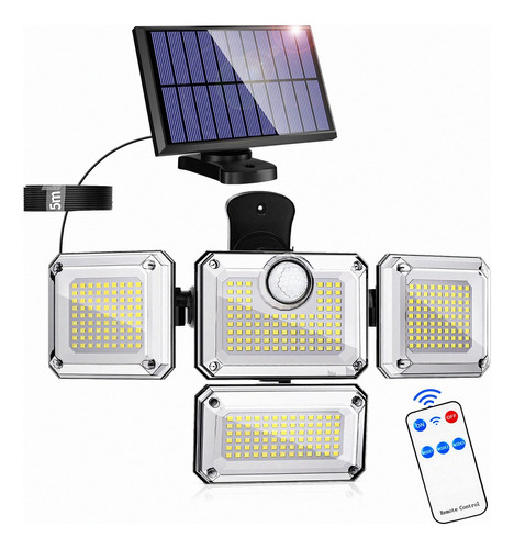 Lámpara Solar Exterior Para Pared Con Sensor,333led Y 3modos